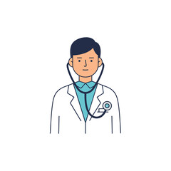 Fototapeta premium Doctor character in flat design style with stethoscope and friendly expression vector illustration