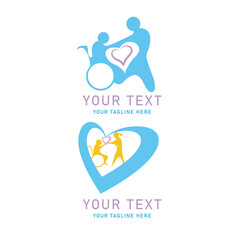 Disability Care Vector Logo Set: Heart with Helping Hands and Wheelchair Symbol for Support, Charity, Inclusion, Accessibility, Community