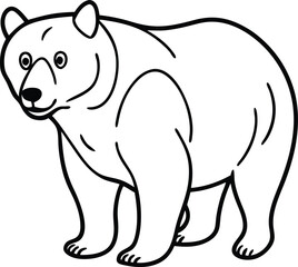 Illustration of a Bear in Simple Black and White Line Art Style

