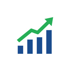 Growth chart with upward trend in flat design style vector illustration