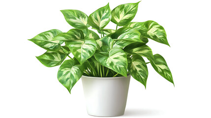 Potted plant, green and white leaves, indoor