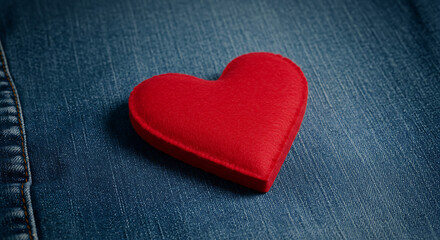 Obraz premium Crimson Heart, Denim Embrace AI Generated