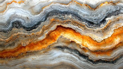 Obraz premium Abstract Onyx Stone Texture: A Symphony of Gray, Orange, and Black Swirls