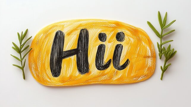 A Warm Greeting: Hand-painted 'Hii' on Yellow Background