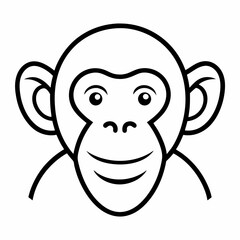 Chimpanzee outline icon on white background