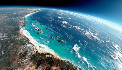 Earth View of Islands Coastline.