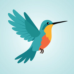 Obraz premium Cartoon hummingbird flying with wings spread