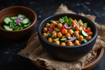 Chickpea Salad with Cucumber and Tomato

