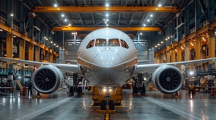 Fototapeta premium A high tech aircraft maintenance hangar
