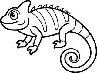 Outlined Chameleon Illustration Featuring a Curled Tail