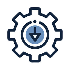Gear with Download Arrows Icon Representing Data Transfer or Download Process