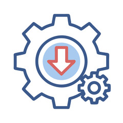 Obraz premium Gear with Download Arrows Icon Representing Data Transfer or Download Process