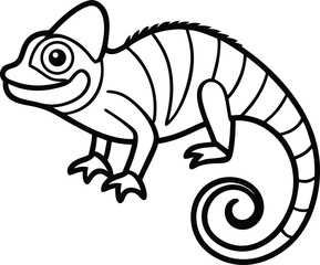 Outlined Chameleon Illustration Featuring a Curled Tail