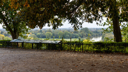 Spectacular view of the River Thames from Richmond Hill Terrace and Gardens in Richmond Upon Thames