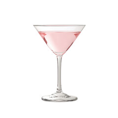 Elegant Pink Cocktail in Crystal Glass on White Background