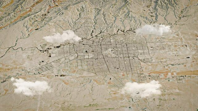 Riyadh Saudi Arabia 3D Satellite Map Animation Realistic Clouds