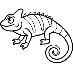 Outlined Chameleon Illustration Featuring a Curled Tail