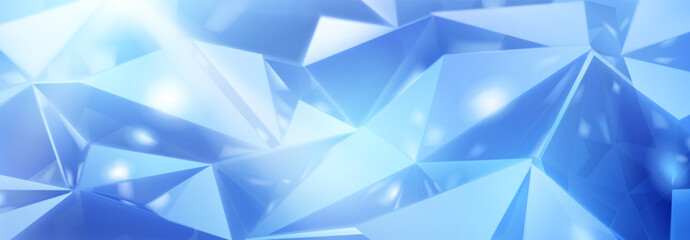 Fototapeta premium Vector illustration of vibrant blue abstract crystal background with geometric shapes and light effects, creating a modern futuristic design.