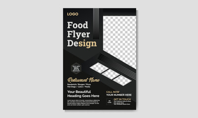  Modern and minimalist A4 size food flyer restaurant Vector template design. Marketing social media post. multiple food new menu design. New clean food flyer design with abstract shapes.