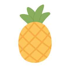 Bright tropical pineapple illustration in flat vector doodle style for summer and exotic designs.