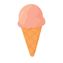 Cute pink ice cream scoop in a waffle cone. Perfect for summer and dessert designs.