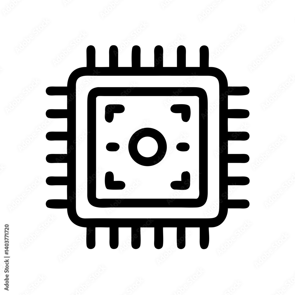 Poster Microchip Icon Representing Hardware Processor and Digital Computing