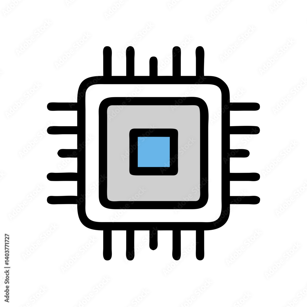 Poster Microchip Icon Representing Hardware Processor and Digital Computing