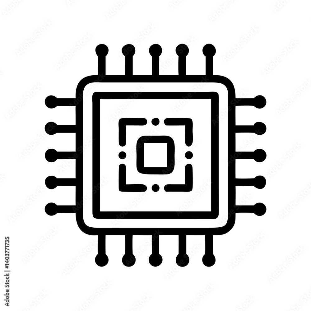 Poster Microchip Icon Representing Hardware Processor and Digital Computing