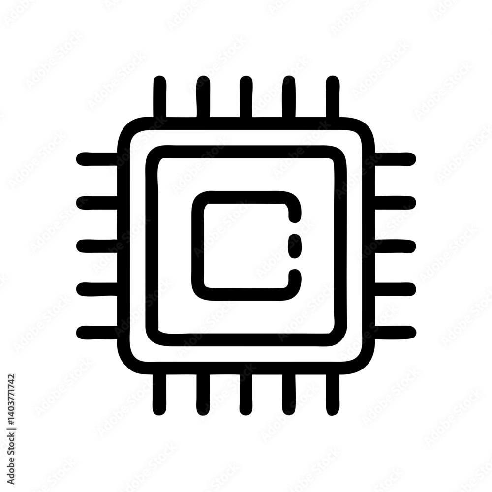 Poster Microchip Icon Representing Hardware Processor and Digital Computing