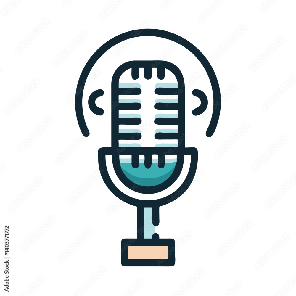 Poster Microphone Icon Representing Broadcasting and Live Audio Recording
