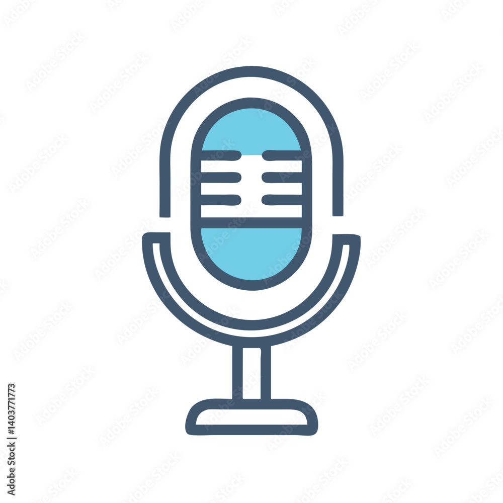 Poster Microphone Icon Representing Broadcasting and Live Audio Recording