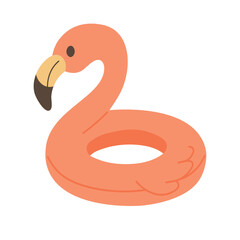 Fototapeta premium Cute inflatable flamingo ring for fun beach activities and relaxing summer swimming.