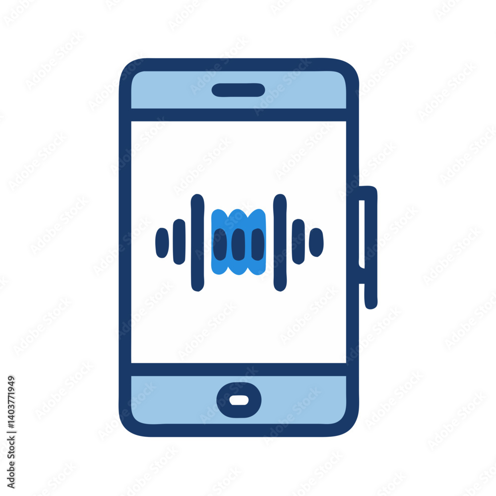 Aufkleber mobile device with audio icon representing music playback and streaming on smartphones