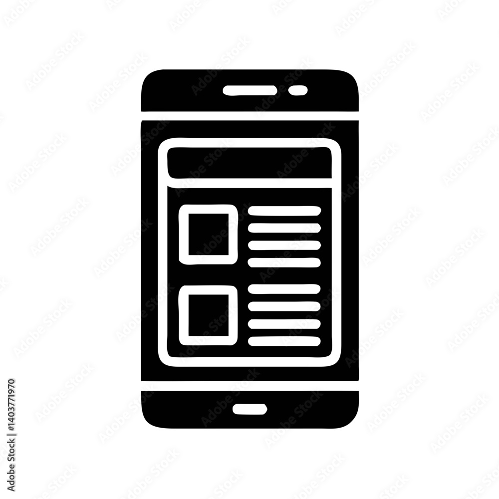 Poster Mobile Interface Wireframe Icon Representing App UI Design and User Experience Planning