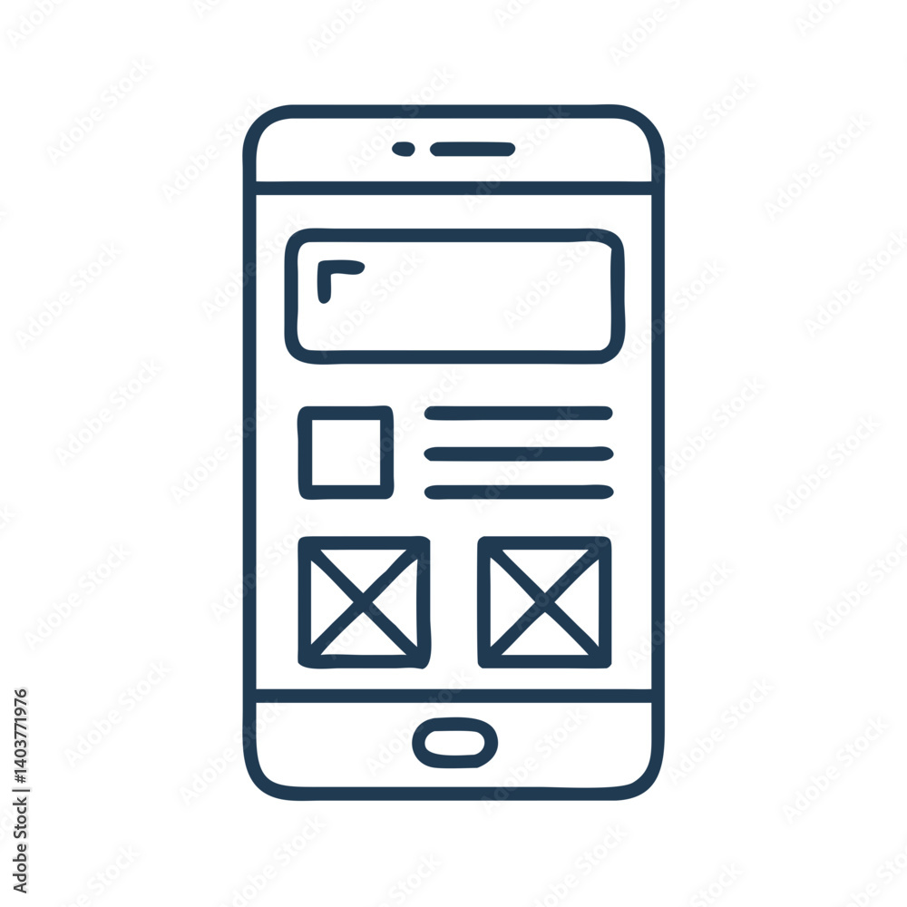 Poster Mobile Interface Wireframe Icon Representing App UI Design and User Experience Planning