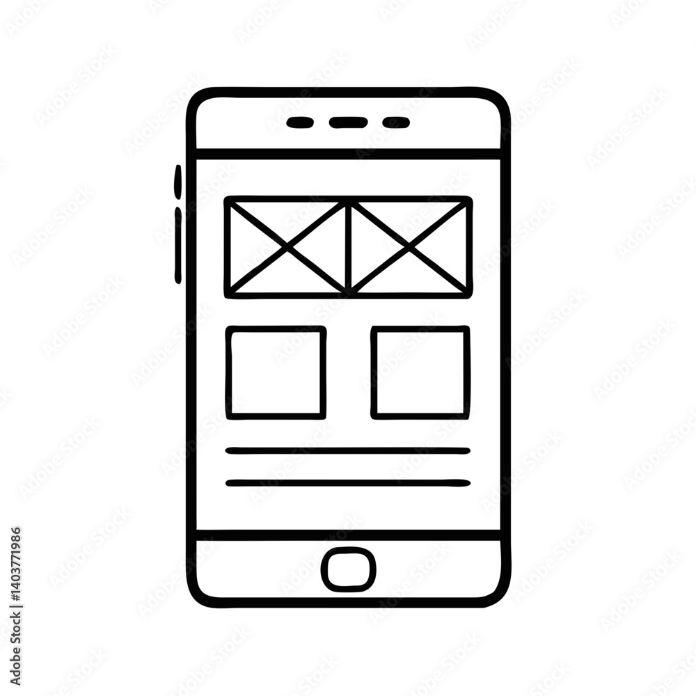Aufkleber Mobile Interface Wireframe Icon Representing App UI Design and User Experience Planning