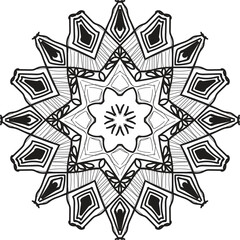 Easy Mandala Black and White Circle Outline - Mandala Coloring Pages for Adults and Kids - Simple Mandalas Artwork Vector