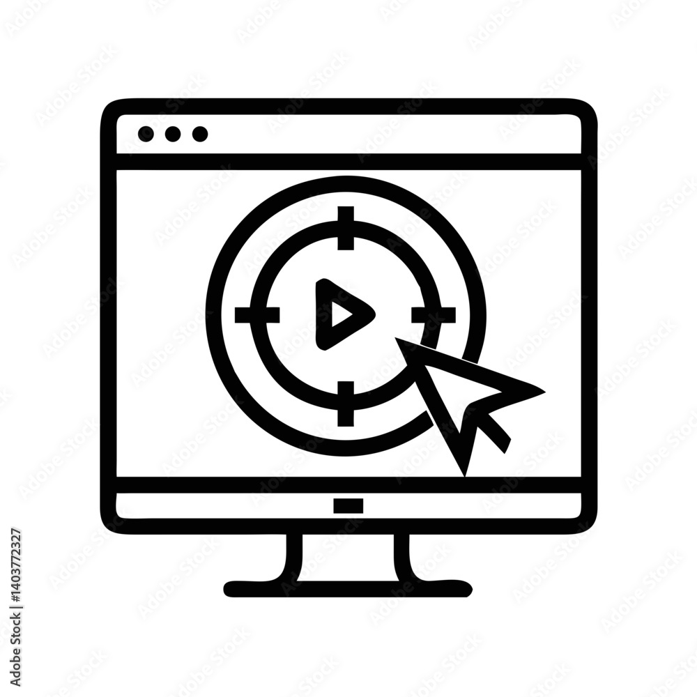 Poster Monitor with Target and Cursor Icon Representing Digital Marketing and User Interaction Analytics