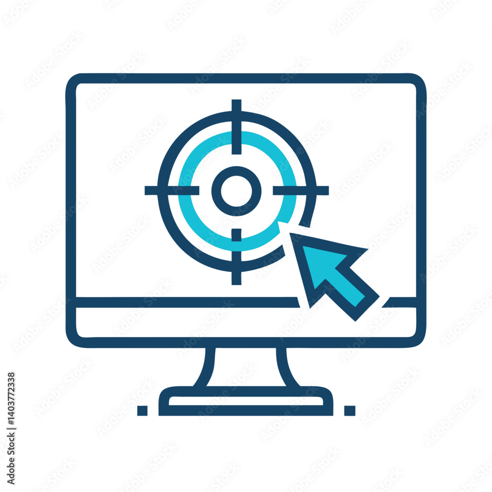 Poster Monitor with Target and Cursor Icon Representing Digital Marketing and User Interaction Analytics
