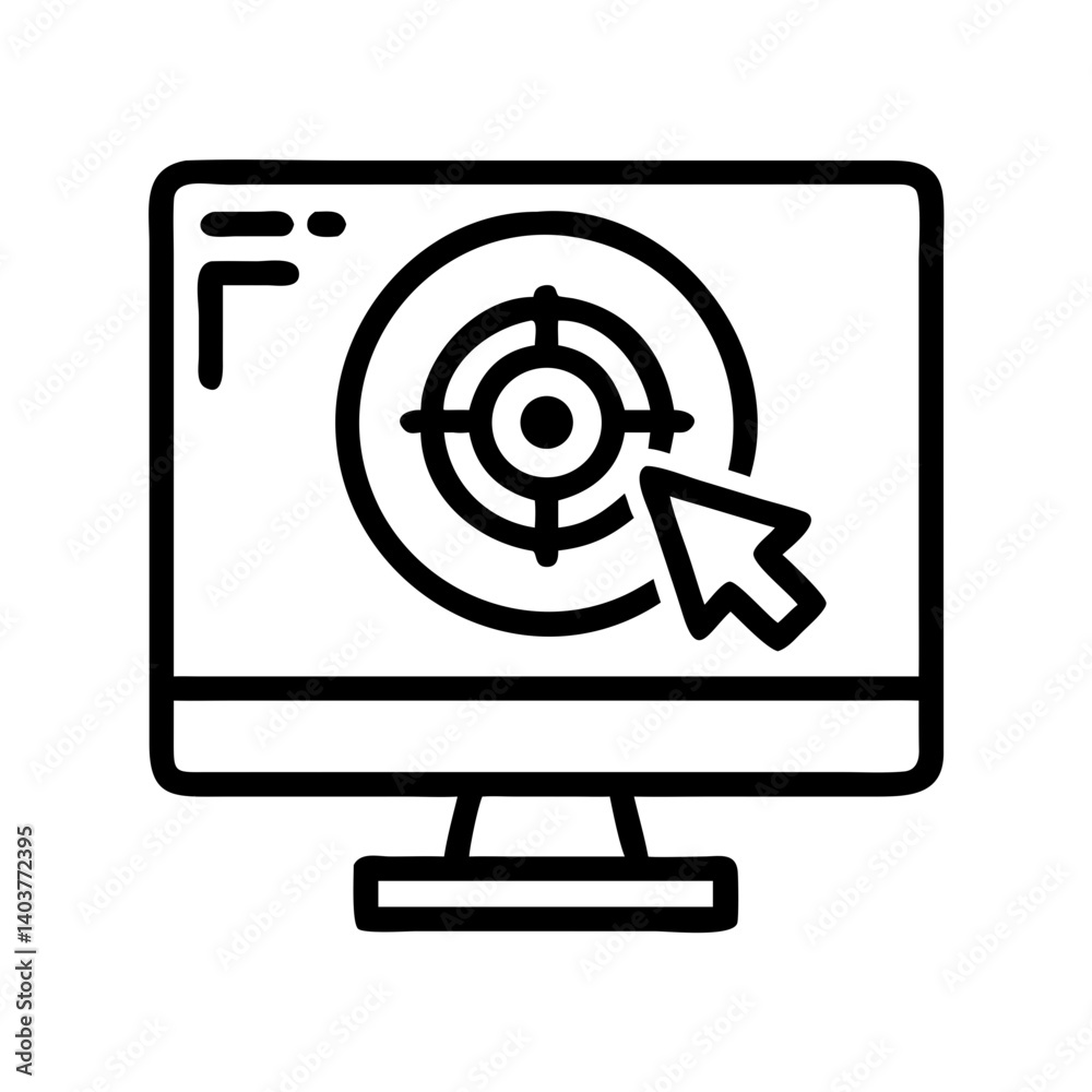 Poster Monitor with Target and Cursor Icon Representing Digital Marketing and User Interaction Analytics