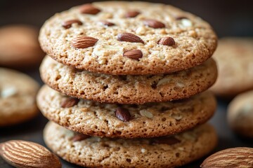 Almond Cookies Stacked High Delicious Treat