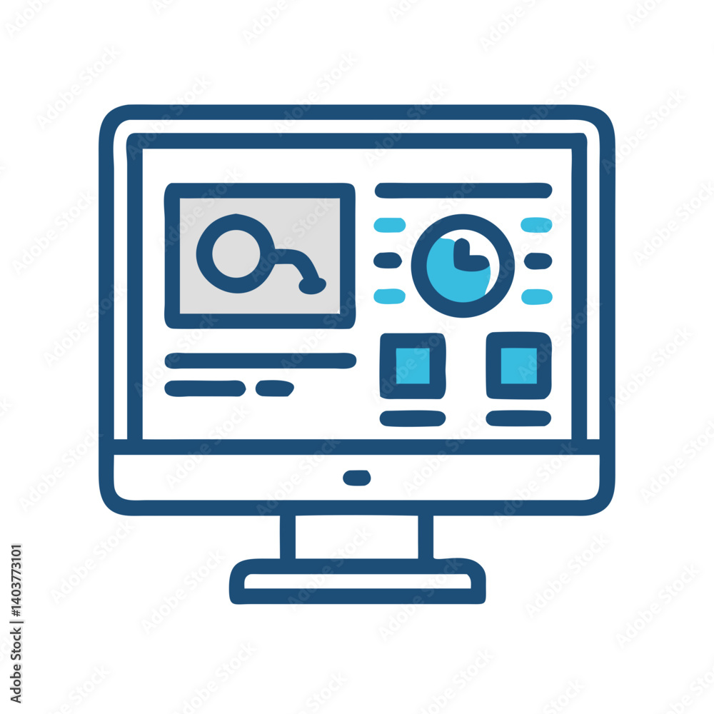 Poster Monitor with User Interface Icon Representing Digital Dashboard and Screen-Based Interaction
