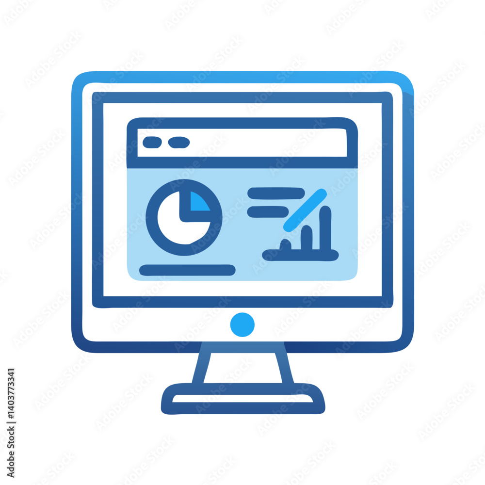 Poster Monitor with User Interface Icon Representing Digital Dashboard and Screen-Based Interaction