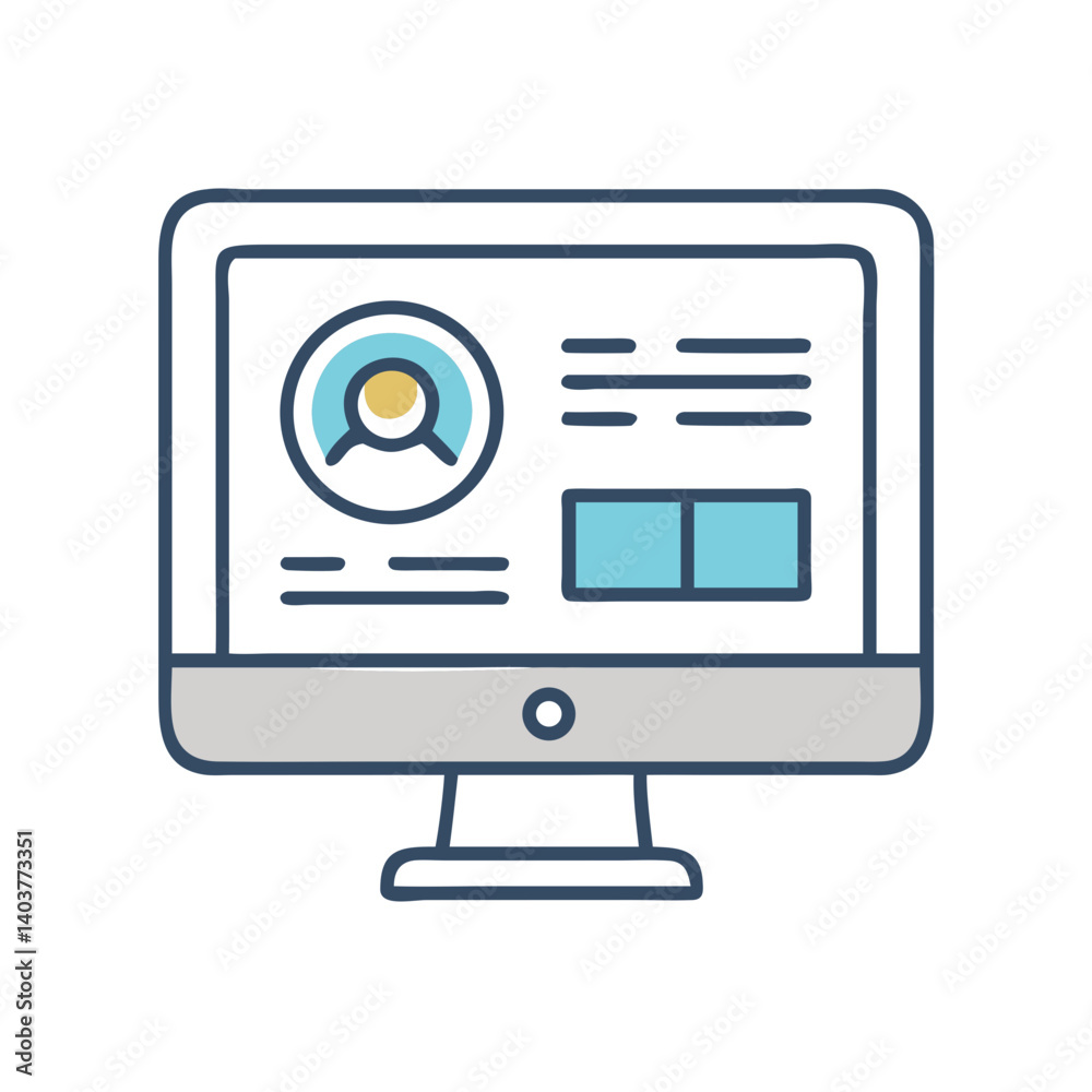 Poster Monitor with User Interface Icon Representing Digital Dashboard and Screen-Based Interaction