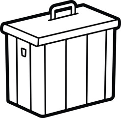 Minimalist Black and White Outline of Lidded Rectangular Container with Handle