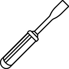 Outline Chisel Tool with Plastic Handle on Transparent Background, Carpentry Equipment