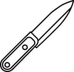 Knife with Black Outline on Transparent Background Icon Minimalist Line Art