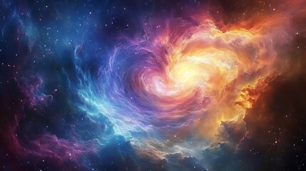 Naklejka premium Colorful nebula galaxy space background cosmic cloud universe astronomy wallpaper hd desktop background image