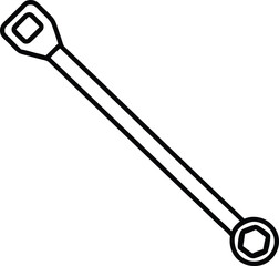 Box End Wrench Line Art Tool, Industrial Hardware on Transparent Background
