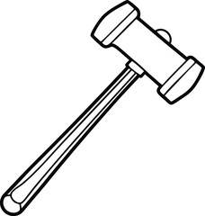 Outline design of isolated wooden gavel. Simple line drawing of mallet clipart